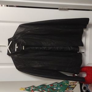 DKNY Black Leather Zip Up Jacket Women's Size L